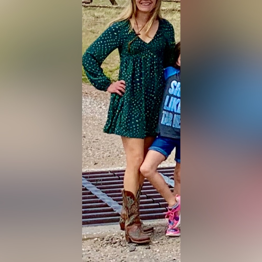 Green BP mini dress with polka dots size XS